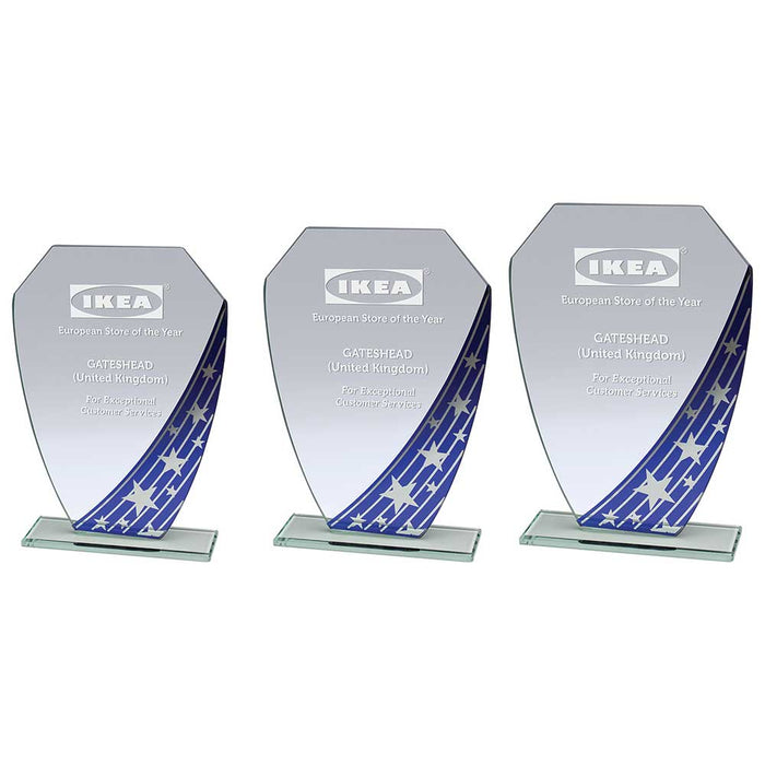 Starlight Hex Jade Glass Award Blue
