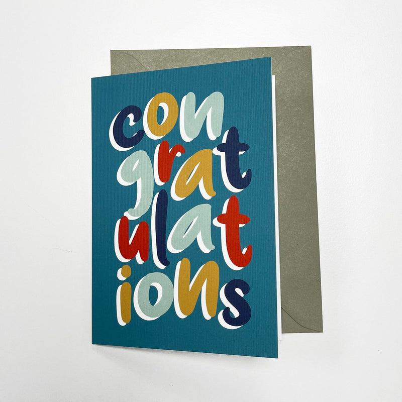 Congratulations Greetings Card Him Her Neutral Teal | Not Just a Print ...