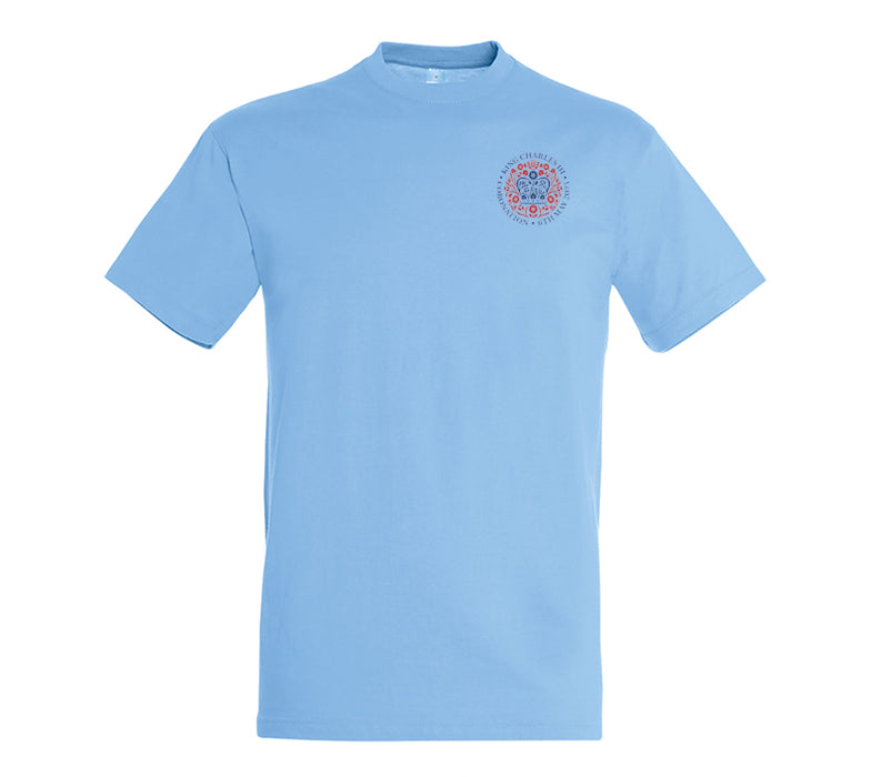 King Charles Coronation Emblem Embroidered Light Blue T-Shirt